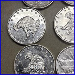 Lot Of 5 Vintage Prospector And Covered Wagon 1 Troy Oz 999 Fine Silver Round