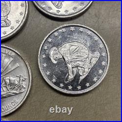 Lot Of 5 Vintage Prospector And Covered Wagon 1 Troy Oz 999 Fine Silver Round