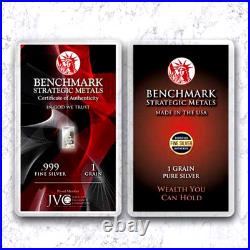 Lot X 100.999 Fine Silver 1 Grain Bullion Bars Bold Red In Coa Card