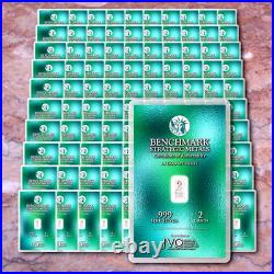 Lot X 100.999 Fine Silver 2 Grain Bullion Bars Glass In Coa Card