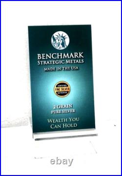 Lot X 100.999 Fine Silver 2 Grain Bullion Bars Glass In Coa Card