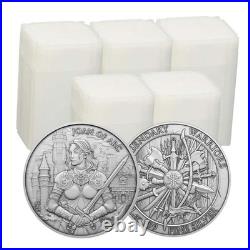 Lot of 100 1 Troy oz Joan of Arc Design. 999 Fine Silver Round