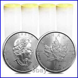 Lot of 100 2023 1 oz Canadian Silver Maple Leaf. 9999 Fine $5 Coin BU 4 Roll