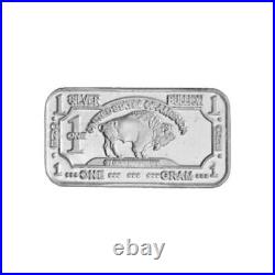 Lot of 100x 1g. 999 Fine Silver 50x American Flag & 50x Buffalo Bars (Ag)