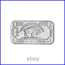 Lot of 100x 1g. 999 Fine Silver 50x Buffalo & 50x Pan Silver Co. Bars Lot of 100x 1g. 999 Fine Silver 50x Buffalo & 50x Pan Silver Co. Bars