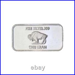 Lot of 100x 1g. 999 Fine Silver 50x Buffalo & 50x Pan Silver Co. Bars Lot of 100x 1g. 999 Fine Silver 50x Buffalo & 50x Pan Silver Co. Bars