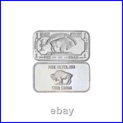 Lot of 100x 1g. 999 Fine Silver 50x Buffalo & 50x Pan Silver Co. Bars Lot of 100x 1g. 999 Fine Silver 50x Buffalo & 50x Pan Silver Co. Bars