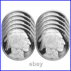 Lot of 10 1 Troy oz Buffalo. 999 Fine Silver Round