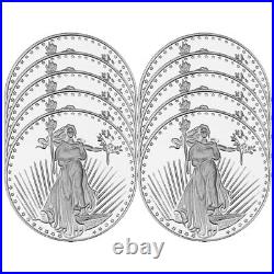 Lot of 10 1 Troy oz Saint Gaudens Design. 999 Fine Silver Round