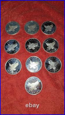 Lot of 10 1 Troy oz Sunshine Minting. 999 Fine Silver Round Mint Mark SI