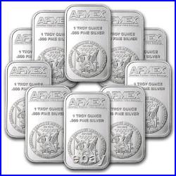 Lot of 10 1 oz Silver Bar by APMEX. 999 Fine