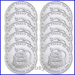 Lot of 10 Don't Tread On Me 1 oz. 999 Fine Silver Rounds