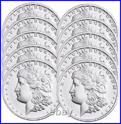 Lot of 10 Private Mint Morgan Dollar Tribute 1 oz. 999 Fine Silver Rounds