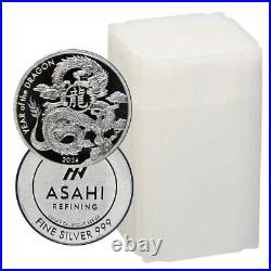 Lot of 20 2024 Asahi 1 oz Silver Dragon Round. 999 Fine