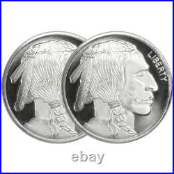Lot of 2 1 Troy oz Buffalo. 999 Fine Silver Round