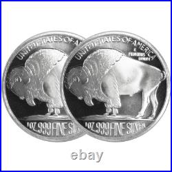 Lot of 2 1 Troy oz Buffalo. 999 Fine Silver Round