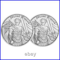Lot of 2 1 Troy oz Julius Caesar Design. 999 Fine Silver Round