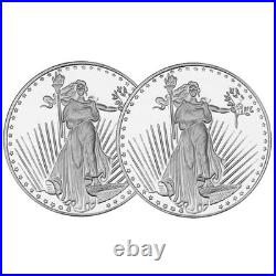 Lot of 2 1 Troy oz Saint Gaudens Design. 999 Fine Silver Round