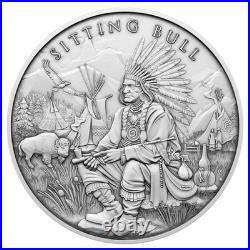 Lot of 2 1 Troy oz Sitting Bull Design. 999 Fine Silver Round