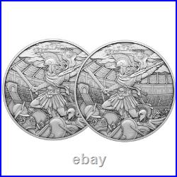 Lot of 2 1 Troy oz Spartacus Design. 999 Fine Silver Round
