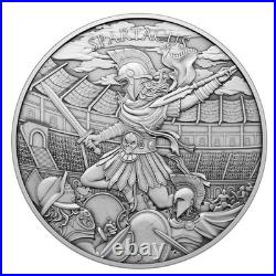 Lot of 2 1 Troy oz Spartacus Design. 999 Fine Silver Round