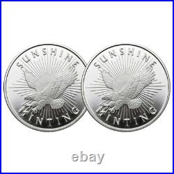 Lot of 2 1 Troy oz Sunshine Minting. 999 Fine Silver Round Mint Mark SI