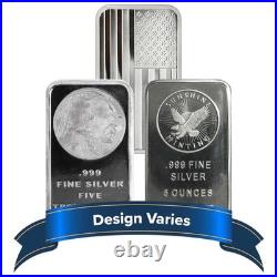 Lot of 2 5 Troy oz Random Design Hallmarked Silver Bar. 999 Fine Secondary