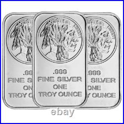 Lot of 3 1 Troy oz Buffalo. 999 Fine Silver Bar Sealed