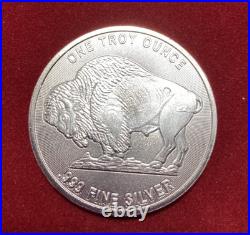 Lot of 3 1 Troy oz Indian Head/Buffalo. 999 Fine Silver Rounds