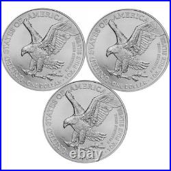 Lot of 3 2026 1 oz. 999 Fine Silver American Eagle $1 Coin BU