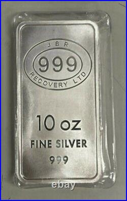 Lot of 4 Silver 10 oz JBR Bullion Bar of. 999 Fine Silver bars