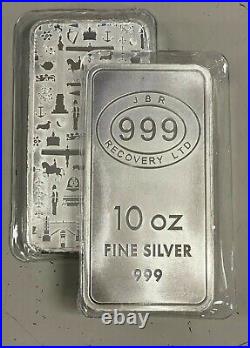 Lot of 4 Silver 10 oz JBR Bullion Bar of. 999 Fine Silver bars