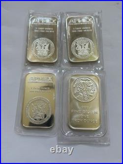 Lot of 4 x 1 oz. 999 Fine Silver Bars APMEX Buffalo 4 Troy Ounces