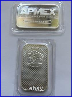 Lot of 4 x 1 oz. 999 Fine Silver Bars APMEX Buffalo 4 Troy Ounces