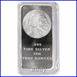 Lot of 5 10 Troy oz Buffalo. 999 Fine Silver Bar Sealed