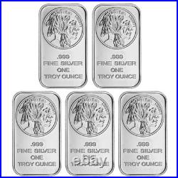 Lot of 5 1 Troy oz Buffalo. 999 Fine Silver Bar Sealed Lot of 5 1 Troy oz Buffalo. 999 Fine Silver Bar Sealed