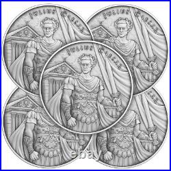 Lot of 5 1 Troy oz Julius Caesar Design. 999 Fine Silver Round