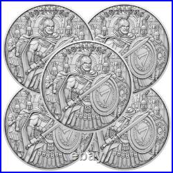 Lot of 5 1 Troy oz Leonidas Design. 999 Fine Silver Round