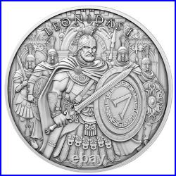 Lot of 5 1 Troy oz Leonidas Design. 999 Fine Silver Round