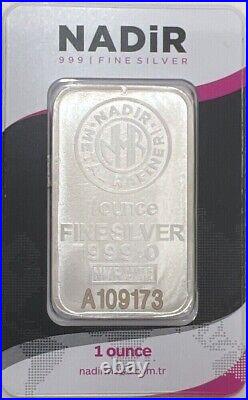 Lot of 5 1 oz Silver Bar Nadir Metal Refinery NMR. 999 Fine in Assay