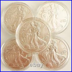 Lot of 5 2020 American Silver Eagle 1 Troy Oz. 999 Fine Silver Uncirculated