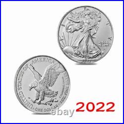 Lot of 5-2022 American Silver Eagle $1 Coin 1 oz. 999 Fine Silver BU Lot of 5-2022 American Silver Eagle $1 Coin 1 oz. 999 Fine Silver BU