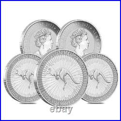 Lot of 5 2023 1 oz Australian Silver Kangaroo Perth Mint Coin. 9999 Fine BU