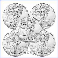Lot of 5 2023 American Eagle Coins 1 oz. 999 Fine Silver BU Uncirculated