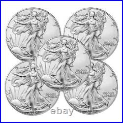 Lot of 5 -2024 American 1 oz. 999 Fine Silver Eagle $1 Coin BU
