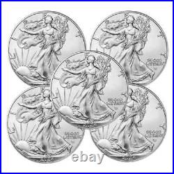 Lot of 5 2024 American 1 oz. 999 Fine Silver Eagle $1 Coin BU-Free Shipping