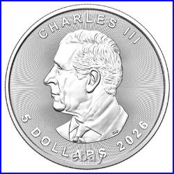 Lot of 5 2026 1 oz Canada 9999 Fine Silver Maple Leaf $5 Coin BU