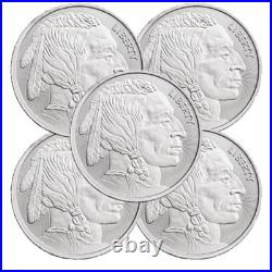 Lot of 5 Buffalo Indian 1 oz. 999 Fine Silver Elemetal Round Lot of 5 Buffalo Indian 1 oz. 999 Fine Silver Elemetal Round