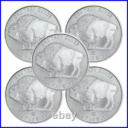 Lot of 5 Buffalo Indian 1 oz. 999 Fine Silver Elemetal Round Lot of 5 Buffalo Indian 1 oz. 999 Fine Silver Elemetal Round