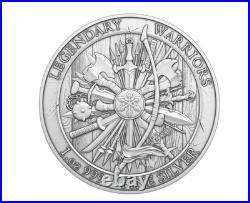 Lot of 5 Legendary Warriors Series Set 1 Troy oz. 999 Fine Silver Rounds